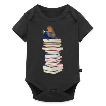 Robin reads books bird friend bookworm - Baby Premium short-sleeve bodysuit - black - Front