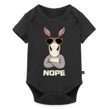 Nope Esel - Baby Premium Kurzarmbody - Schwarz - Vorne
