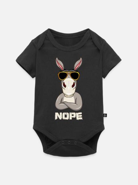 Nope Esel - Baby Premium Kurzarmbody - Schwarz