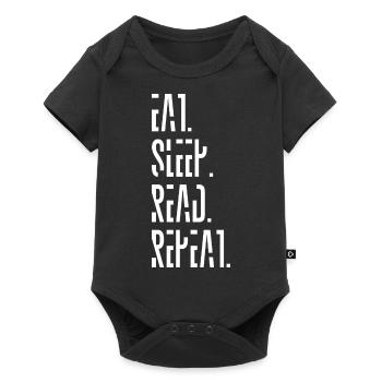eat sleep read repeat food read funny saying - Baby Premium short-sleeve bodysuit - black - Front