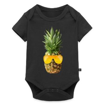 Hipster pineapple wears gold sunglasses - Baby Premium short-sleeve bodysuit - black - Front