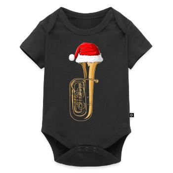 B Tuba Instrument Weihnachten, Blasmusik Bass - Baby Premium Kurzarmbody - Schwarz - Vorne