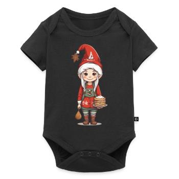 Elfe de Noël avec des crêpes Noël Design - Body à manches courtes Premium Bébé - noir - Devant