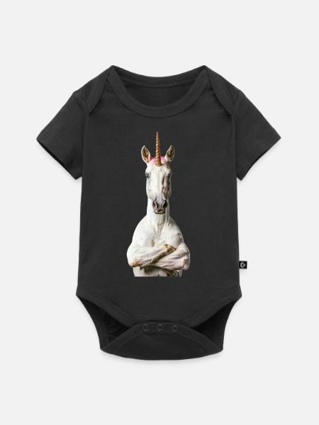 Einhorn - Baby Premium Kurzarmbody - Schwarz