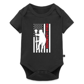 Sport Us Flag Field Lacrosse - Baby Premium Kurzarmbody - Schwarz - Vorne