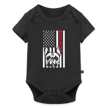 Bulldog Us Flag - Baby Premium short-sleeve bodysuit - black - Front