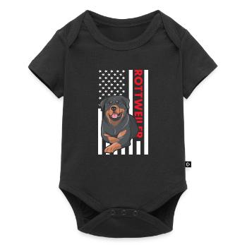 Drapeau américain Rottweiler - Body à manches courtes Premium Bébé - noir - Devant
