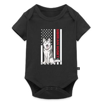 Siberian Husky Us Flag - Baby Premium short-sleeve bodysuit - black - Front