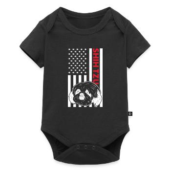 Shih Tzu Us Drapeau - Body à manches courtes Premium Bébé - noir - Devant