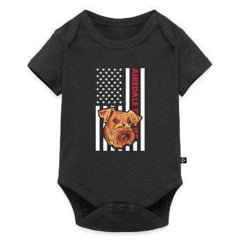 Airedale Terrier Us Flag - Baby Premium short-sleeve bodysuit - black - Front