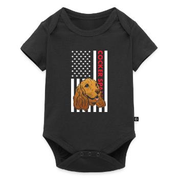Chien Corgi Us drapeau - Body à manches courtes Premium Bébé - noir - Devant