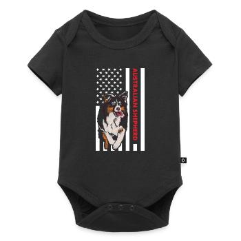 Dog Aussie Us Flag - Baby Premium short-sleeve bodysuit - black - Front