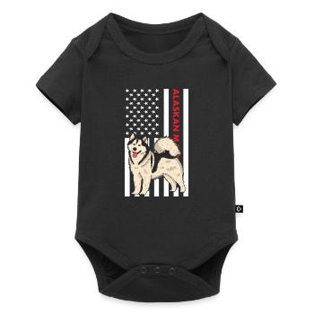 Alaskan Malamute Us Flag - Baby Premium short-sleeve bodysuit - black - Front