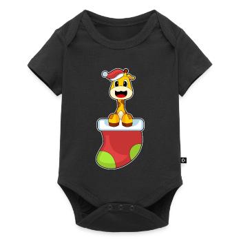 Giraffe Christmas Christmas Sock - Baby Premium short-sleeve bodysuit - black - Front