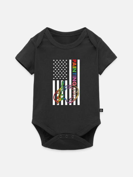 Painter Us Flag Painting - Baby Premium Kurzarmbody - Schwarz