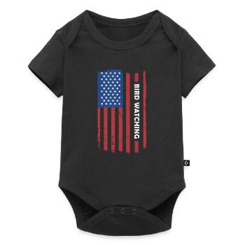 Bird Watcher Us Flag Bird Watching - Baby Premium Kurzarmbody - Schwarz - Vorne