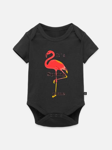 Flamingo - Baby Premium Kurzarmbody - Schwarz
