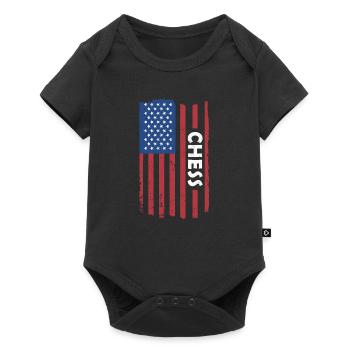 Chess Player Us Flag Chess - Baby Premium Kurzarmbody - Schwarz - Vorne