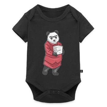 Panda Secretary Paper Stack Office - Baby Premium short-sleeve bodysuit - black - Front