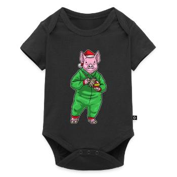 Nettoyant de Noël pour cochon - Body à manches courtes Premium Bébé - noir - Devant