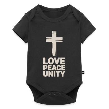 Love Peace Unity Christian Cross - Baby Premium short-sleeve bodysuit - black - Front