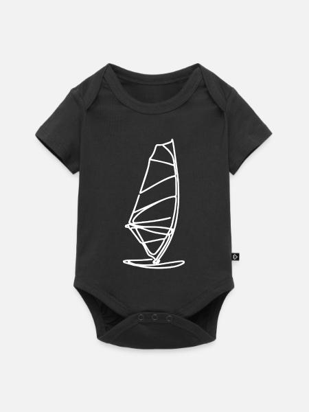 Windsurfbrett Skizze - Baby Premium Kurzarmbody - Schwarz