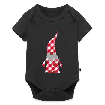 Décoration de Noël à carreaux Gnome en Plaid Plaid Décoration de Noël - Body à manches courtes Premium Bébé - noir - Devant