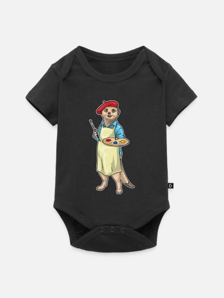 Erdmännchen Maler Pinsel Malen - Baby Premium Kurzarmbody - Schwarz
