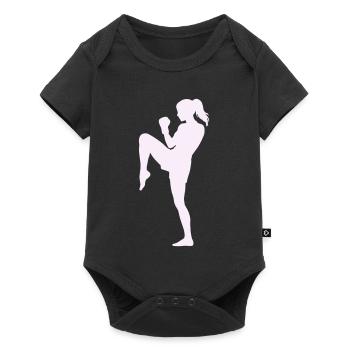 Coup de pied dynamique féminin en arts martiaux - Body à manches courtes Premium Bébé - noir - Devant