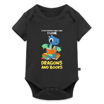 Drache Drache und Buch Drachenliebhaber Geschenk - Baby Premium Kurzarmbody - Schwarz - Vorne