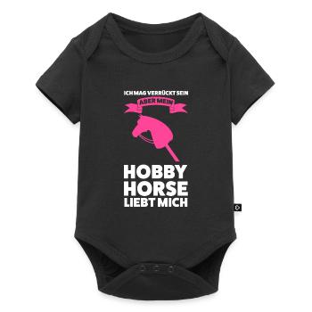 Hobby Horsing Pferd Hobby Horse Geschenk - Baby Premium Kurzarmbody - Schwarz - Vorne