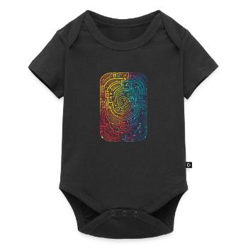 Cool, Surreal Rainbow Retro Tubes Pattern - Baby Premium short-sleeve bodysuit - black - Front