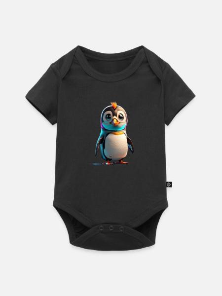 Roboter Pinguin - Baby Premium Kurzarmbody - Schwarz