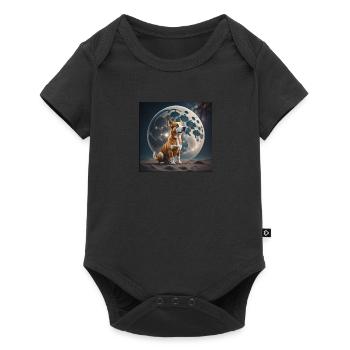 Hund Mond Dog Moon Love Tier - Baby Premium Kurzarmbody - Schwarz - Vorne