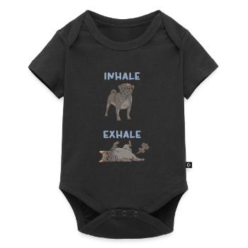 Inhale, Exhale - Pug, Yoga, Exercise, Dog Sports - Baby Premium short-sleeve bodysuit - black - Front