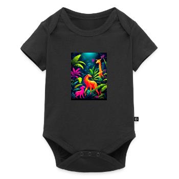 Fluorescent Jungle Dance Party - Baby Premium short-sleeve bodysuit - black - Front