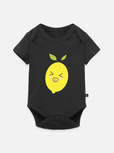 Kawaii Zitrone Kawaii Früchte Kawaii Kinder Design - Baby Premium Kurzarmbody - Schwarz