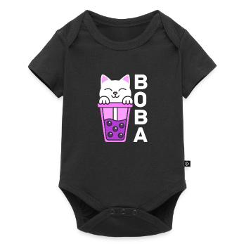 Cat In Boba Tea - Baby Premium Kurzarmbody - Schwarz - Vorne
