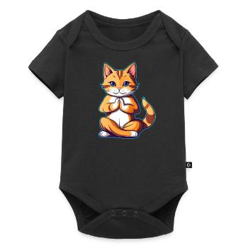 Cute cat in Buddha yoga position - Baby Premium short-sleeve bodysuit - black - Front