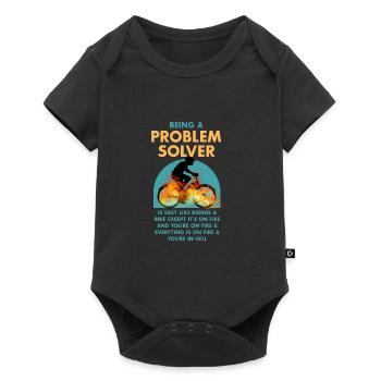 Citation amusante Résoudre les problèmes, c’est comme faire du vélo - Body à manches courtes Premium Bébé - noir - Devant