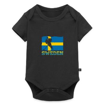 Schweden Skandinavien Urlaub Sverige Flagge - Baby Premium Kurzarmbody - Schwarz - Vorne