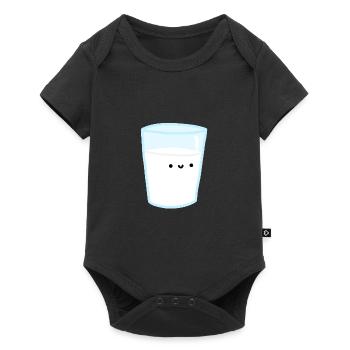 verre de lait souriant - avec un joli visage - Body à manches courtes Premium Bébé - noir - Devant
