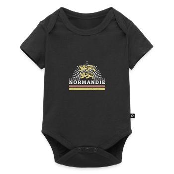 Frankreich Reise Normandie Flagge Strand Urlaub - Baby Premium Kurzarmbody - Schwarz - Vorne