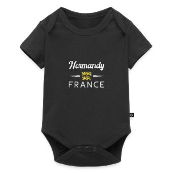 Normandie Normannisch Frankreich Urlaub Strand - Baby Premium Kurzarmbody - Schwarz - Vorne