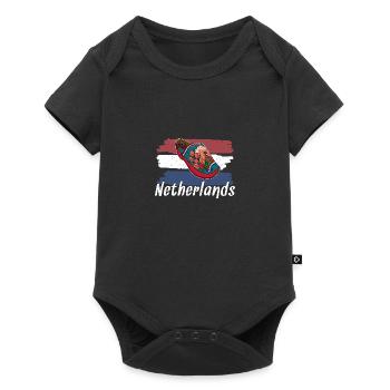 Niedeländer Herkunft Holzschuhe Amsterdam - Baby Premium Kurzarmbody - Schwarz - Vorne