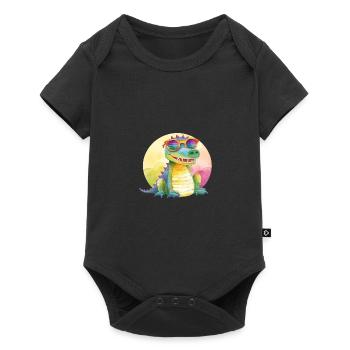 Colorful cool crocodile with sunglasses - Baby Premium short-sleeve bodysuit - black - Front