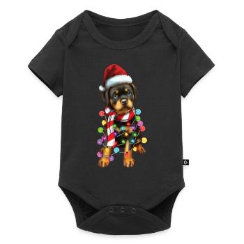 Noël Rottweiler Noël Père Noël Mignon Chien Cadeau - Body à manches courtes Premium Bébé - noir - Devant