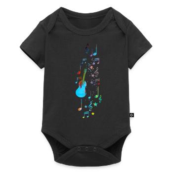 Musique, clef, étoiles, or, guitare, coloré - Body à manches courtes Premium Bébé - noir - Devant