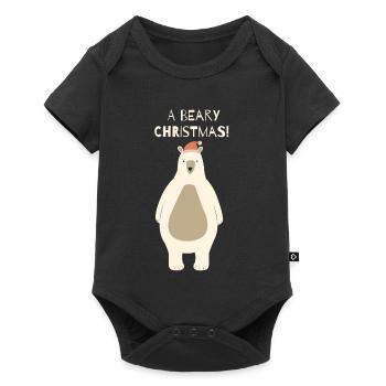 Ours de Noël Beary avec le Père Noël - Body à manches courtes Premium Bébé - noir - Devant