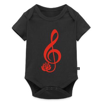 Clé de sol rouge en fleur - Body à manches courtes Premium Bébé - noir - Devant